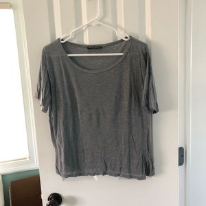 Grey Cotton Scoop Neck Tee